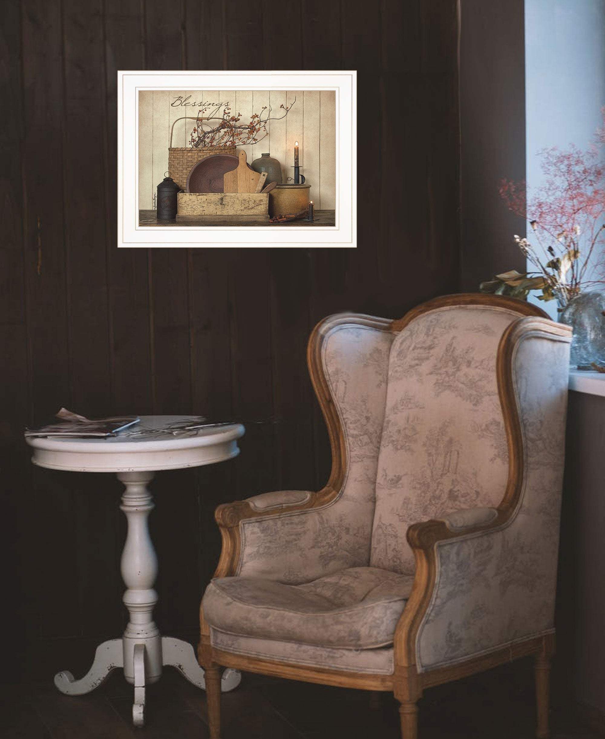 Count your Blessing 1 White Framed Print Wall Art - Homeroots - Flyclothing LLC