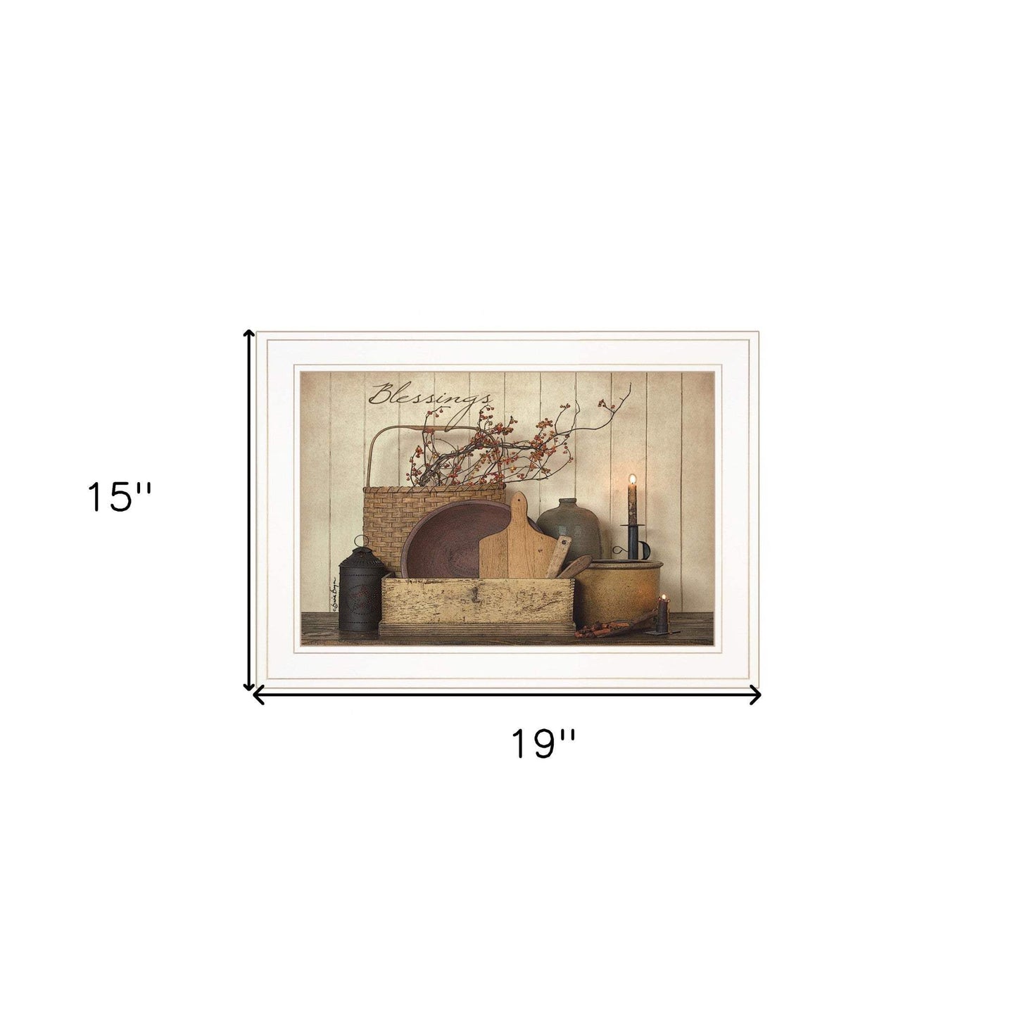 Count your Blessing 1 White Framed Print Wall Art - Homeroots - Flyclothing LLC