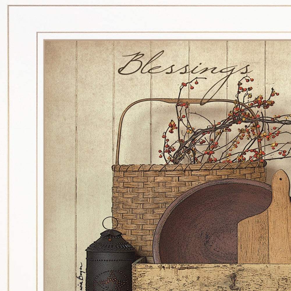 Count your Blessing 1 White Framed Print Wall Art - Homeroots - Flyclothing LLC