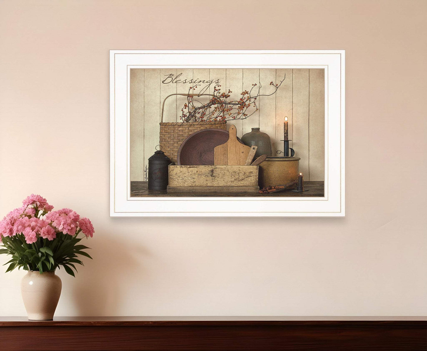 Count your Blessing 1 White Framed Print Wall Art - Homeroots - Flyclothing LLC