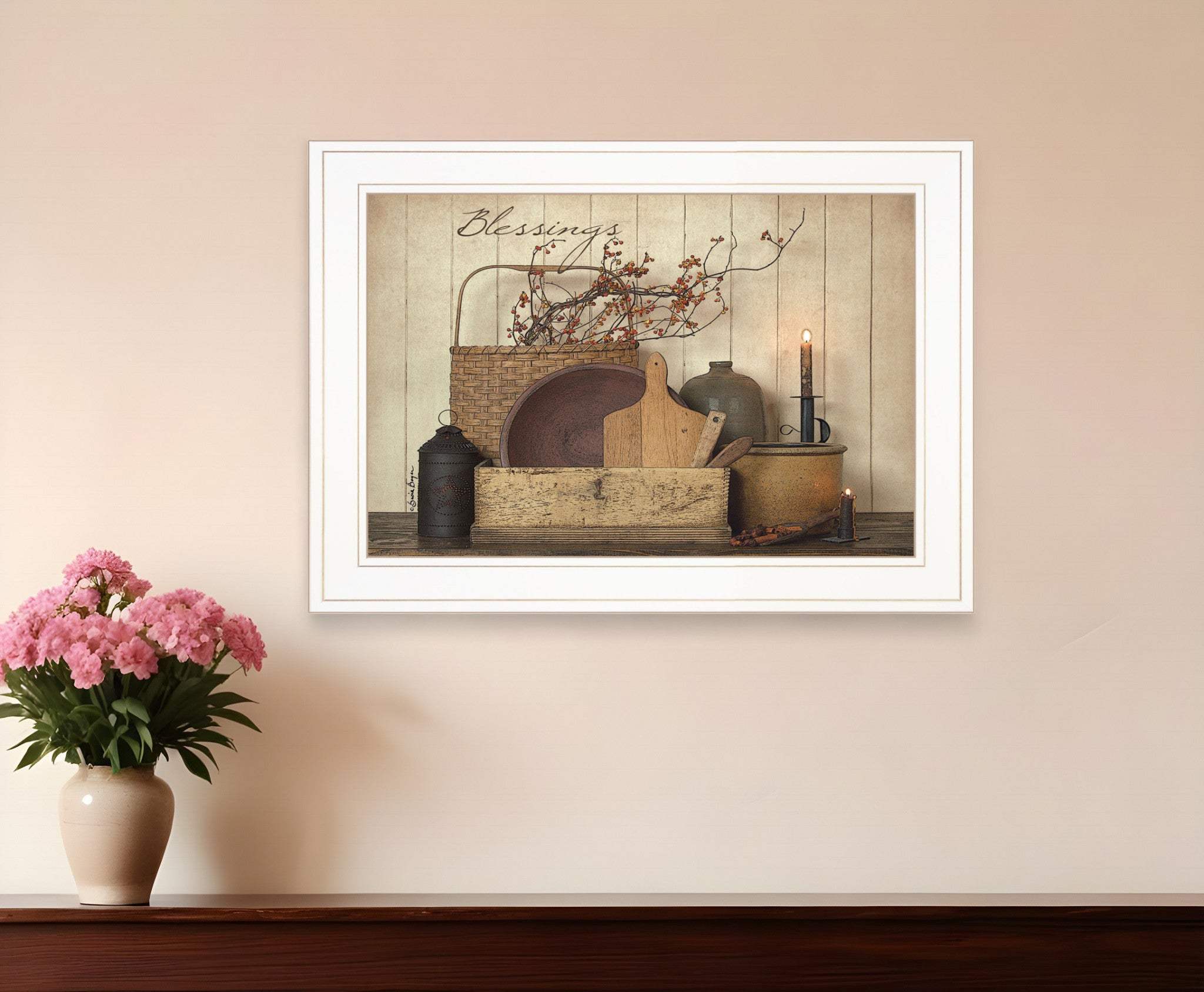 Count your Blessing 1 White Framed Print Wall Art - Homeroots - Flyclothing LLC