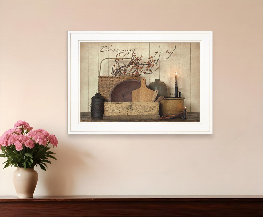 Count your Blessing 1 White Framed Print Wall Art - Homeroots