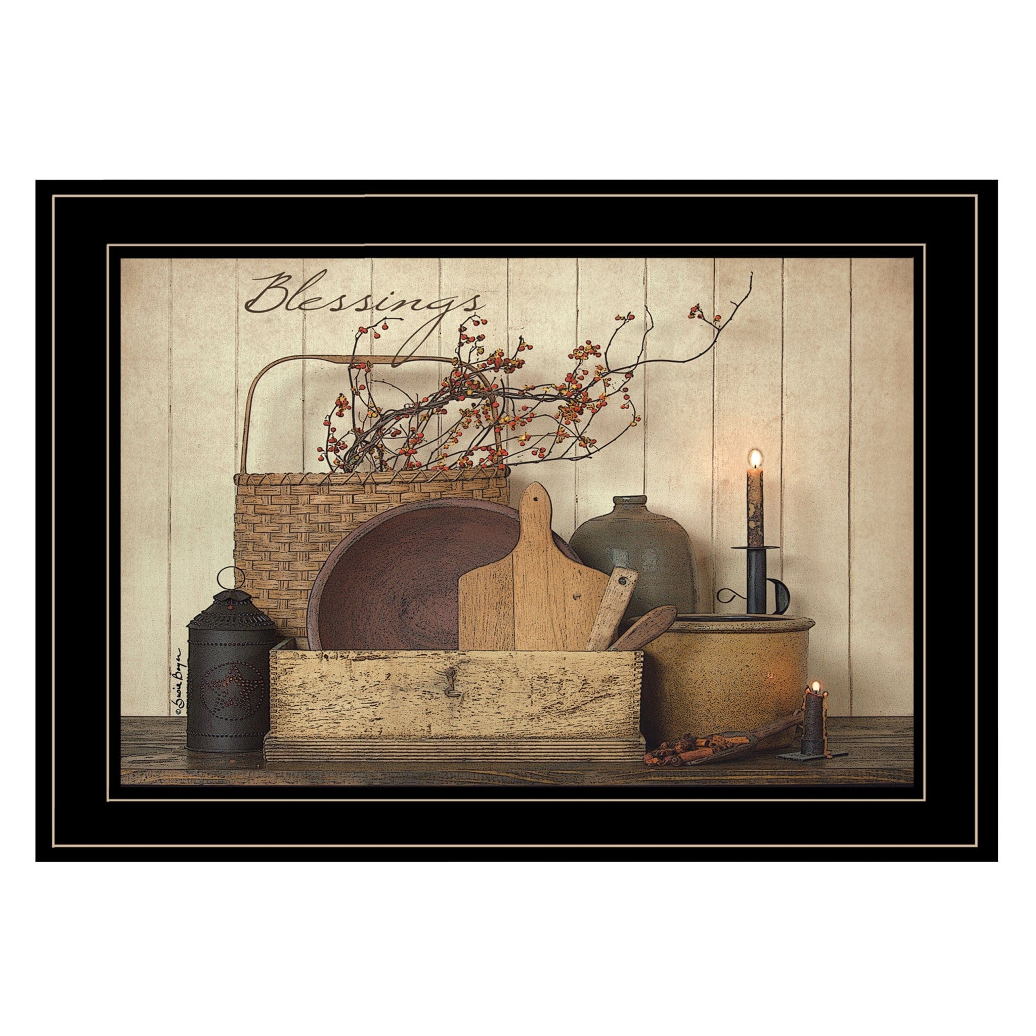 Count your Blessing 2 Black Framed Print Wall Art - Homeroots