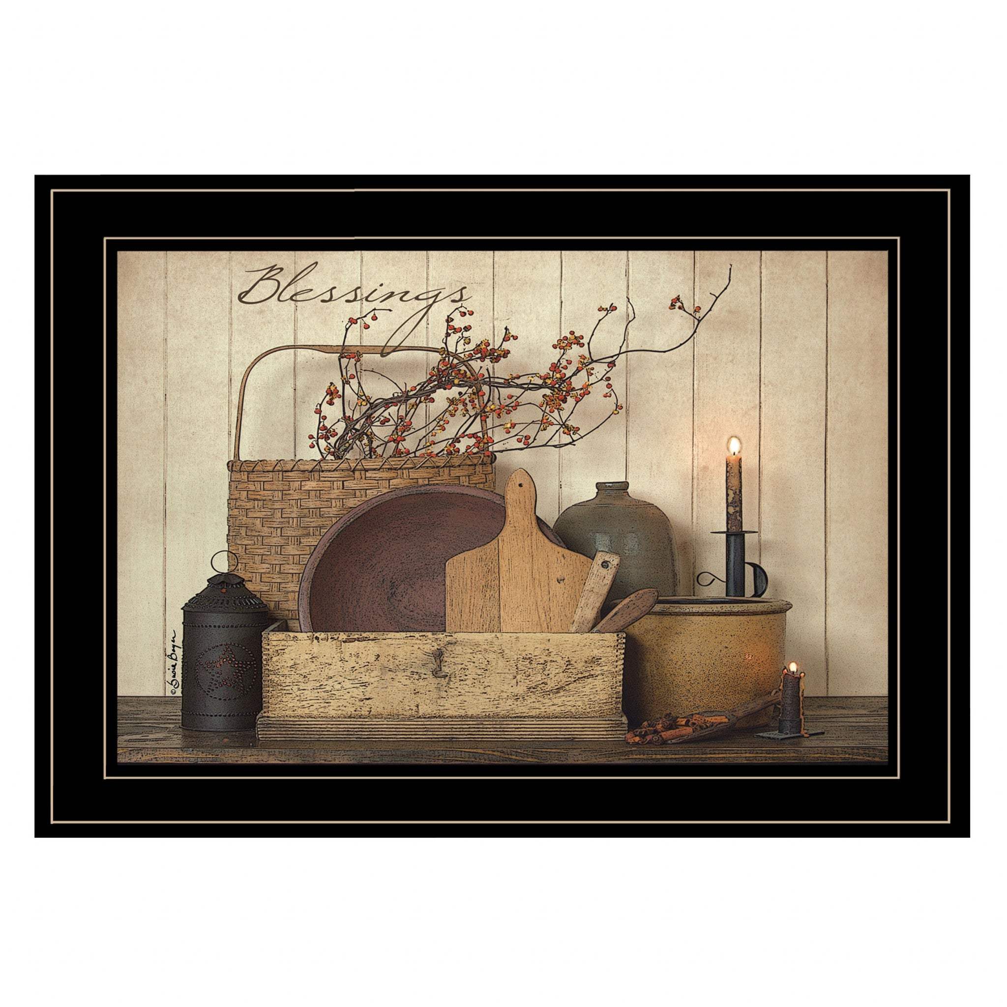 Count your Blessing 2 Black Framed Print Wall Art - Homeroots - Flyclothing LLC