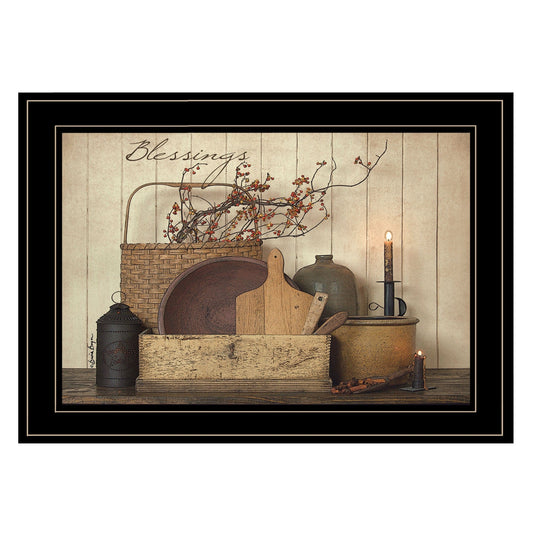 Count your Blessing 2 Black Framed Print Wall Art - Homeroots