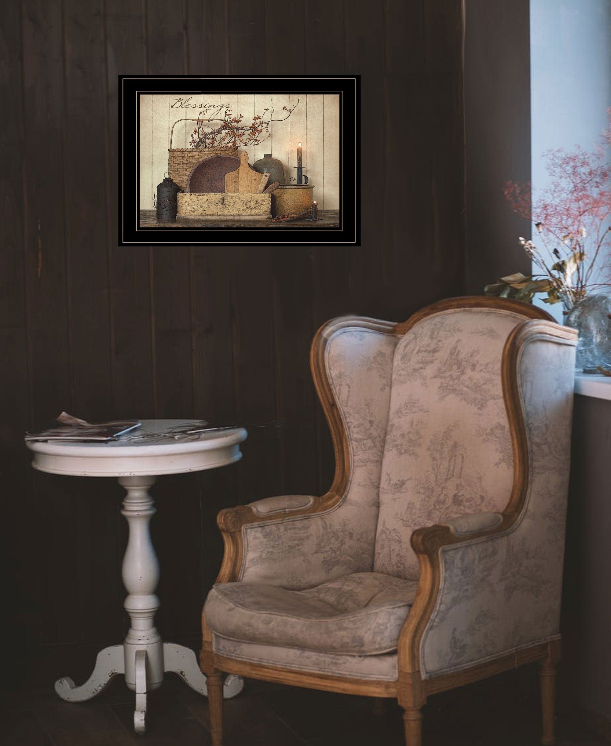 Count your Blessing 2 Black Framed Print Wall Art - Homeroots