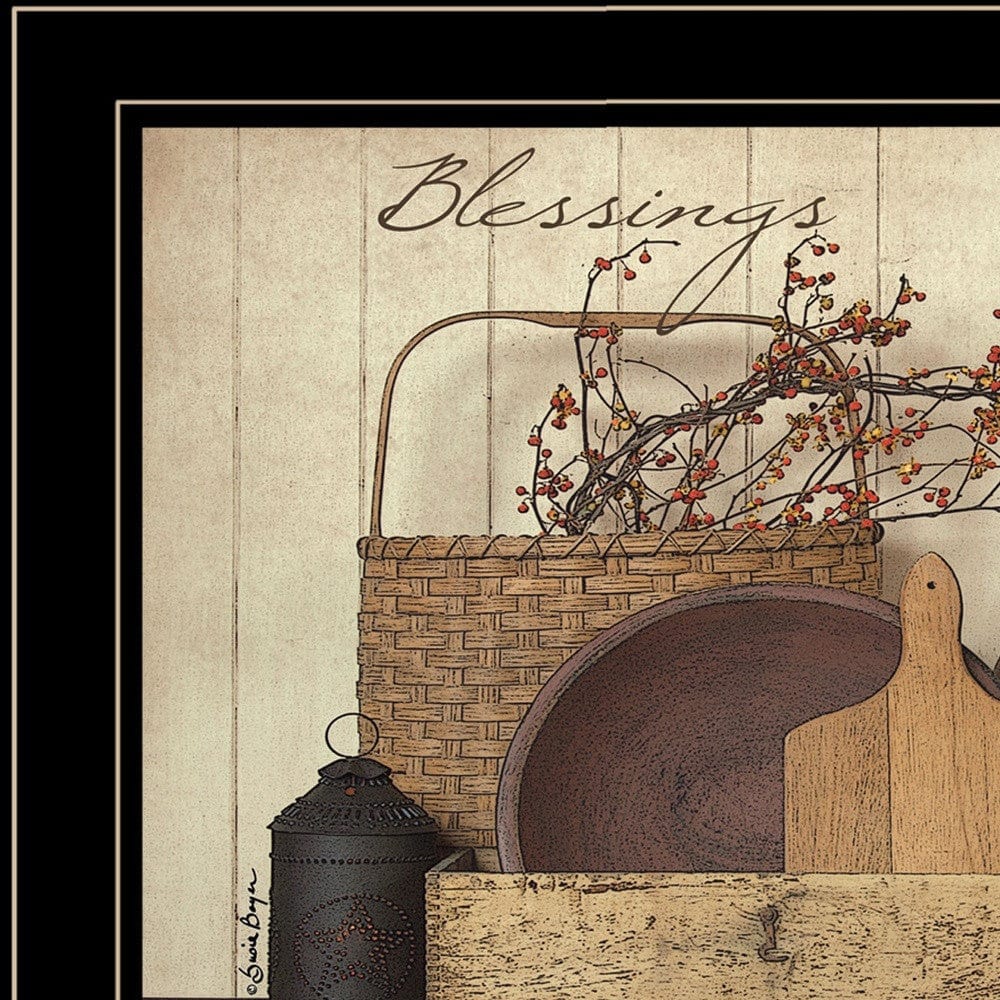 Count your Blessing 2 Black Framed Print Wall Art - Homeroots
