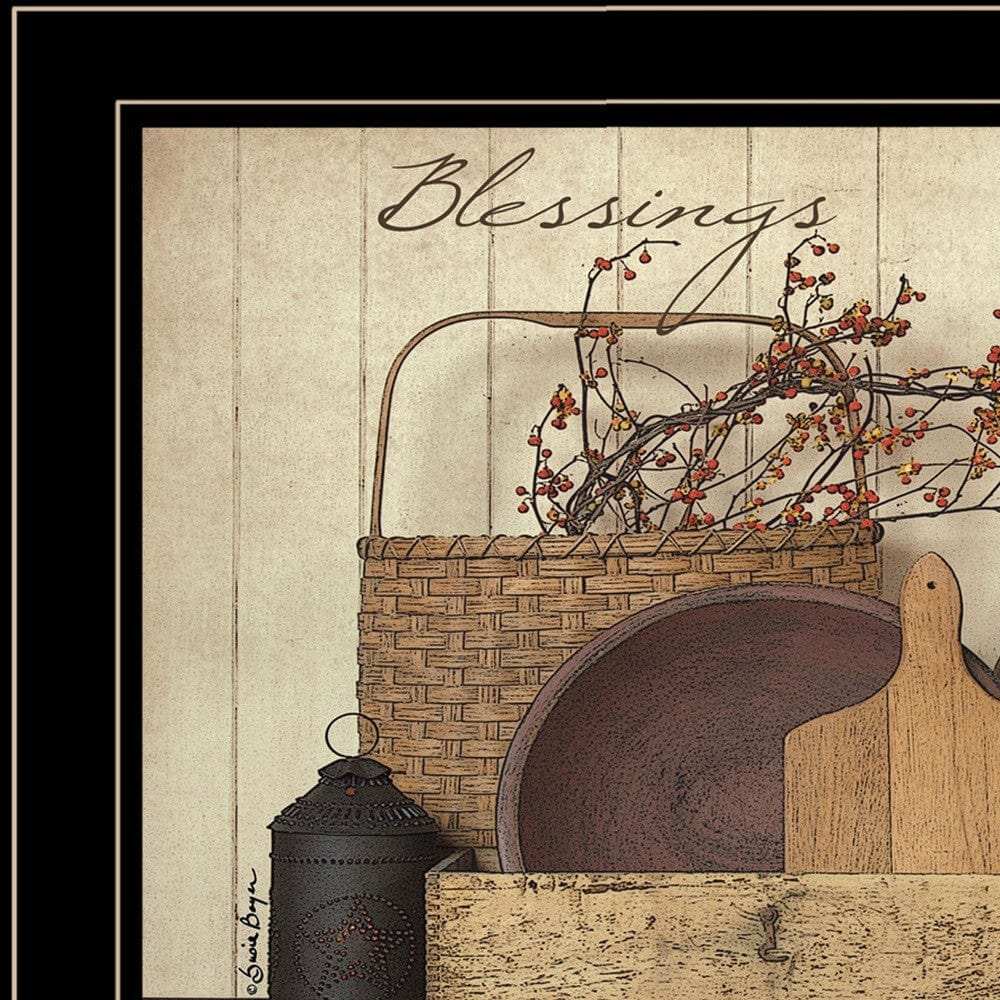 Count your Blessing 2 Black Framed Print Wall Art - Homeroots - Flyclothing LLC