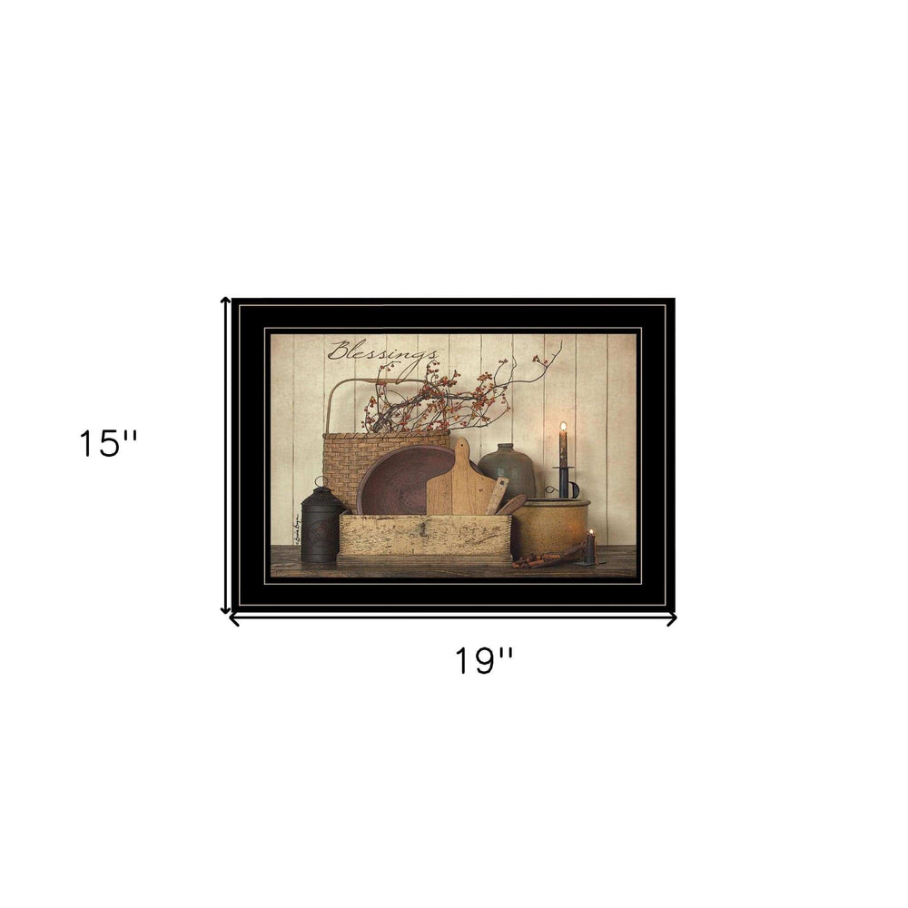 Count your Blessing 2 Black Framed Print Wall Art - Homeroots - Flyclothing LLC