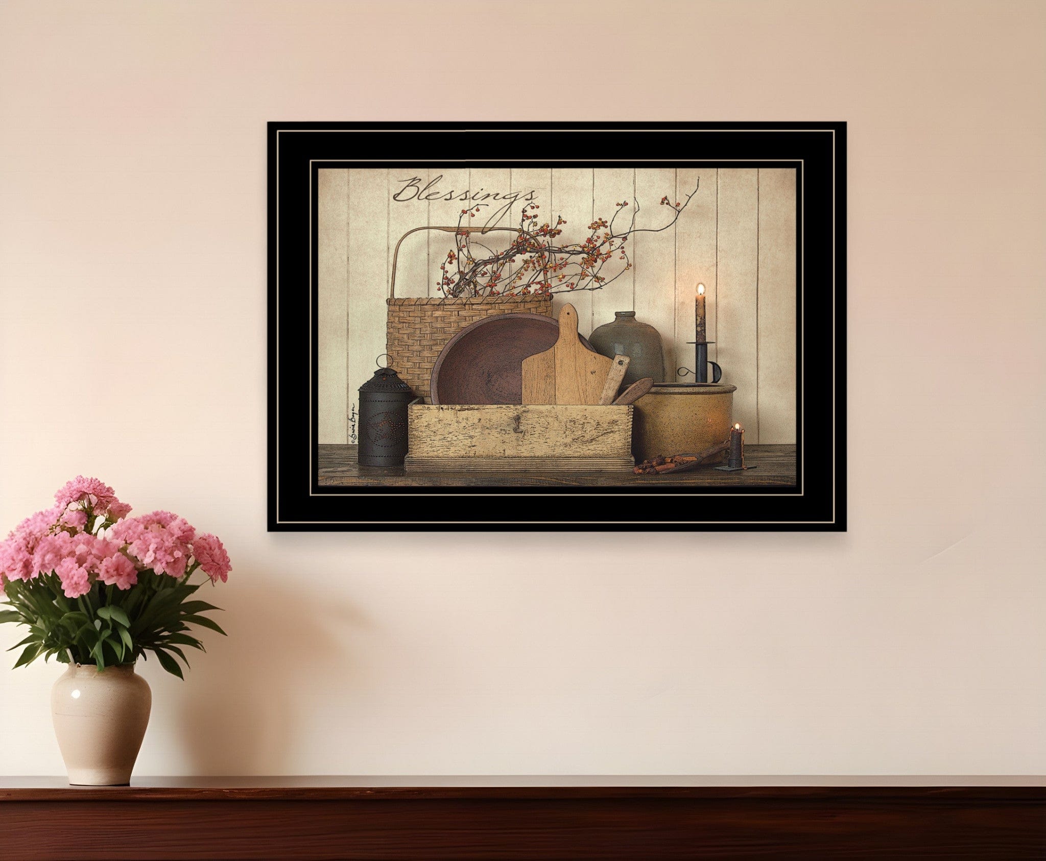 Count your Blessing 2 Black Framed Print Wall Art - Homeroots
