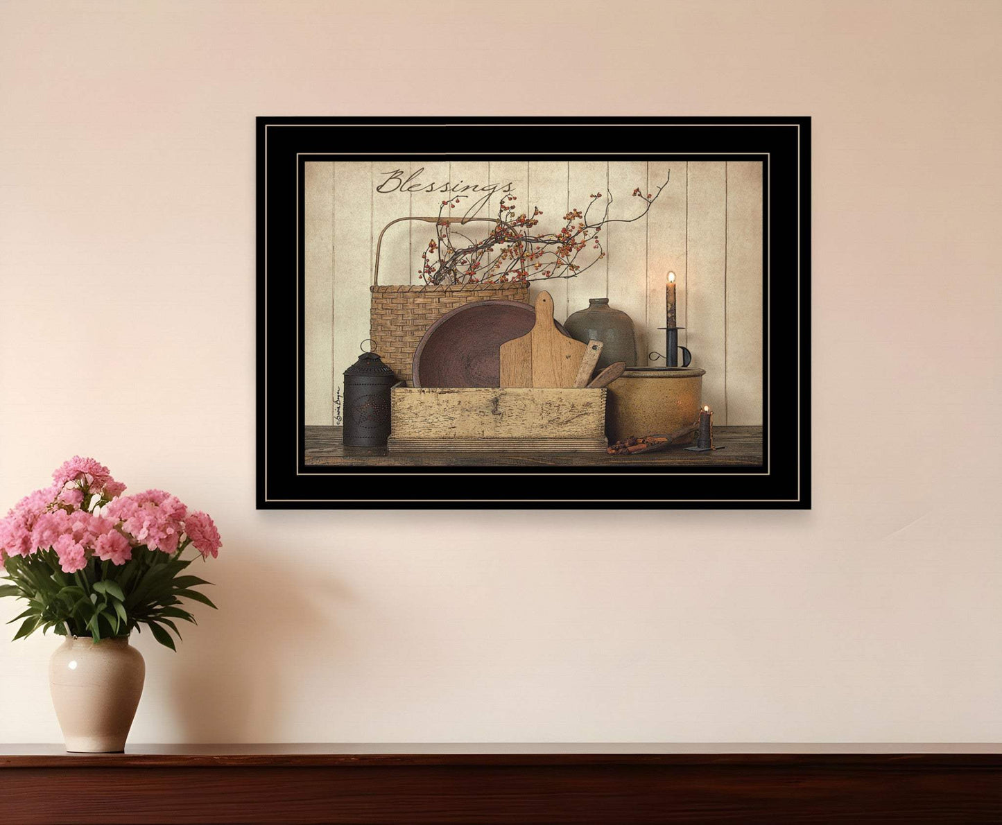 Count your Blessing 2 Black Framed Print Wall Art - Homeroots - Flyclothing LLC
