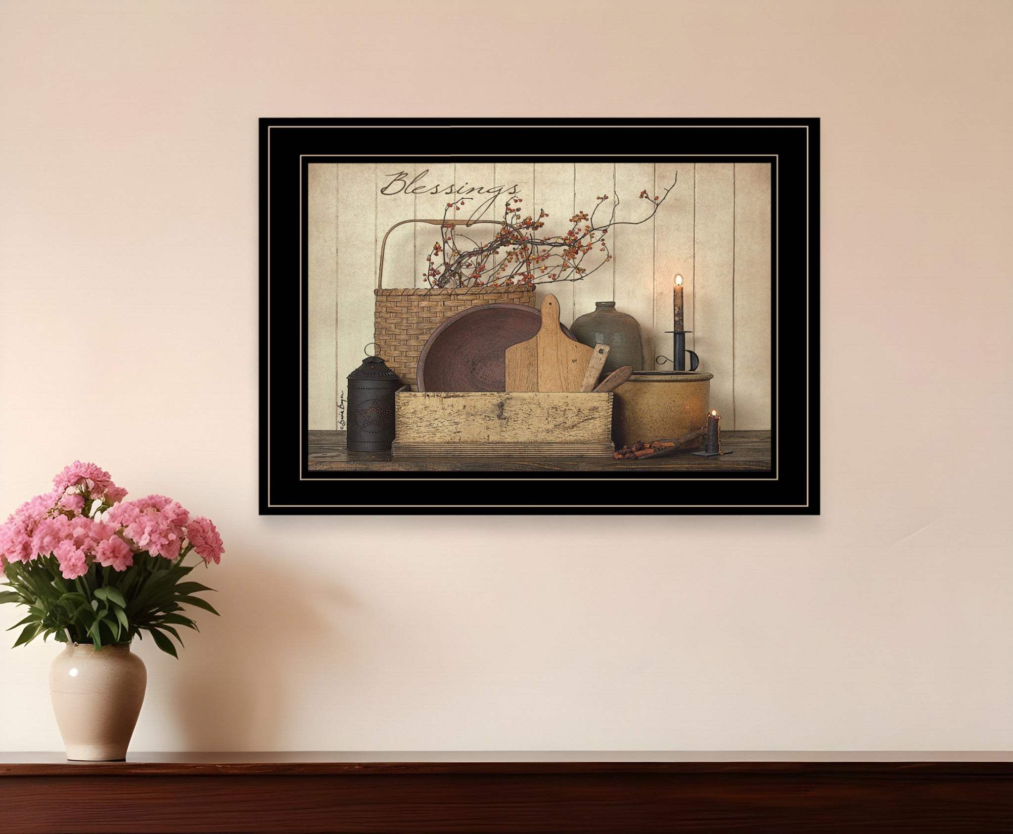 Count your Blessing 2 Black Framed Print Wall Art - Homeroots - Flyclothing LLC