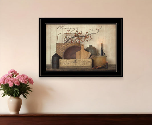 Count your Blessing 2 Black Framed Print Wall Art - Homeroots