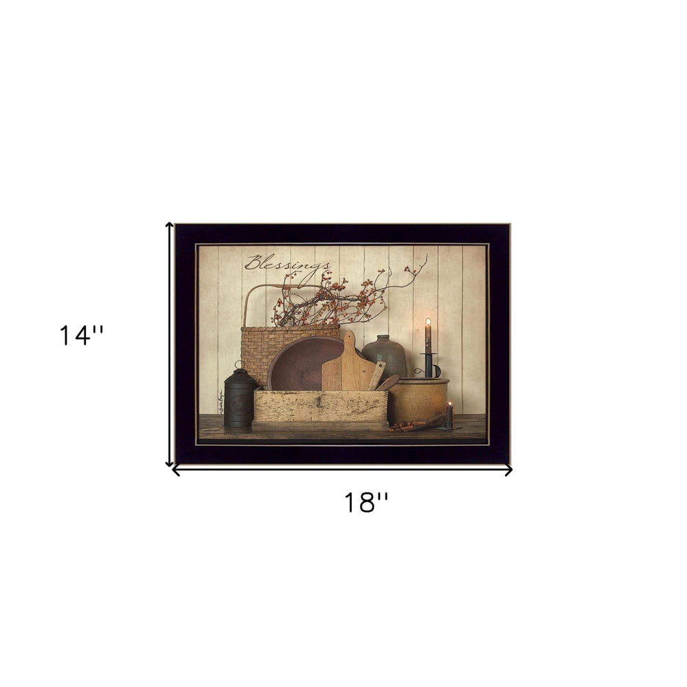 Count your Blessing 3 Black Framed Print Wall Art - Homeroots - Flyclothing LLC