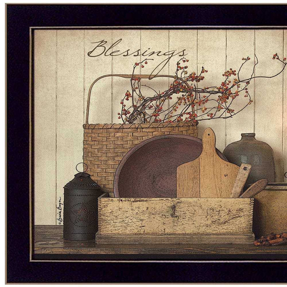 Count your Blessing 3 Black Framed Print Wall Art - Homeroots - Flyclothing LLC