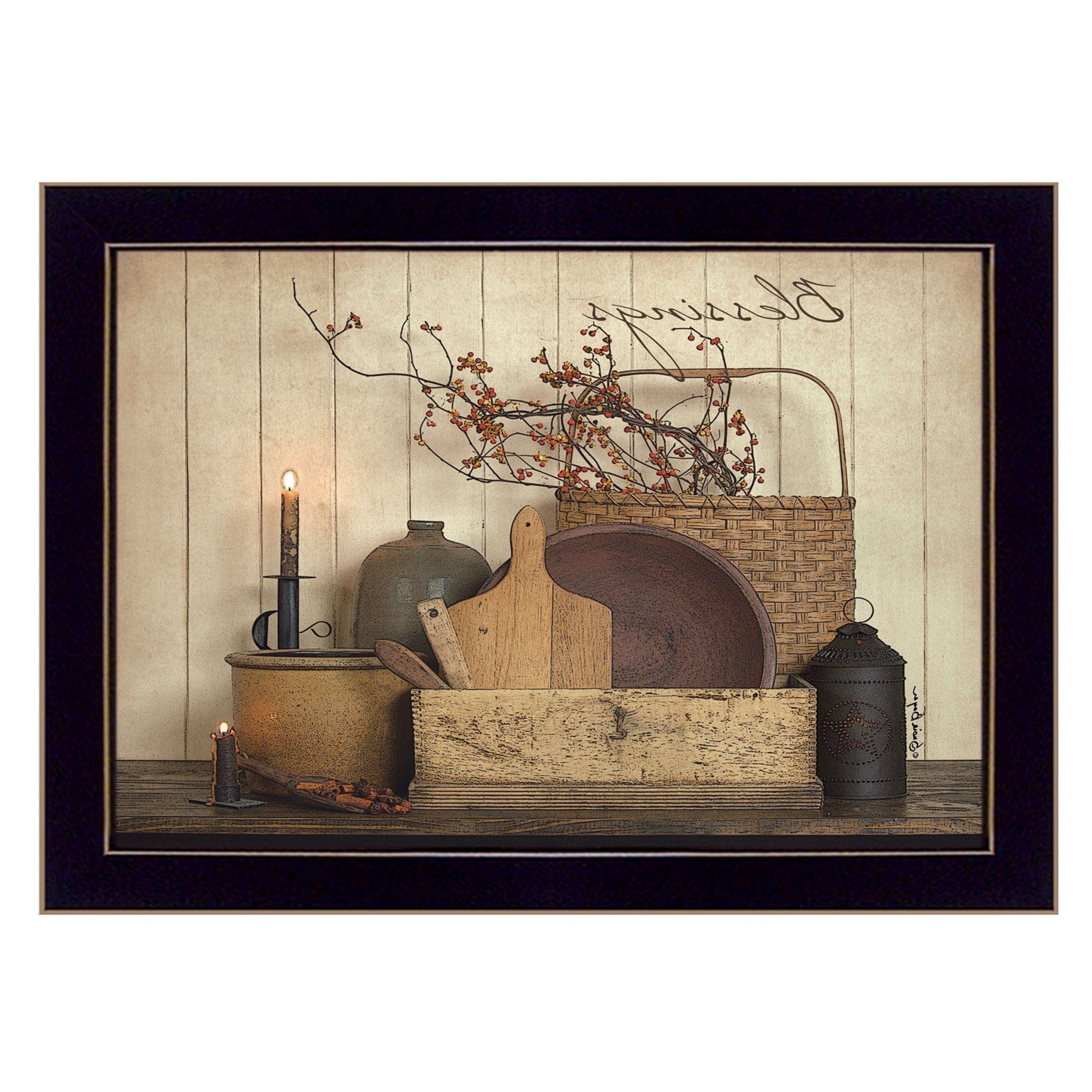 Count your Blessing 3 Black Framed Print Wall Art - Homeroots
