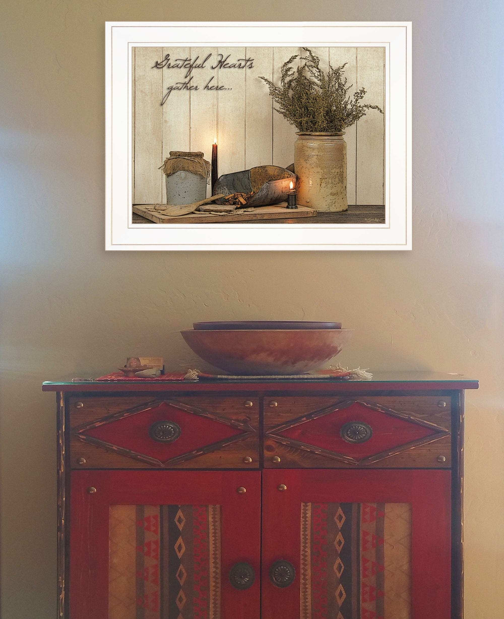 Grateful Hearts 1 White Framed Print Kitchen Wall Art - Homeroots - Flyclothing LLC