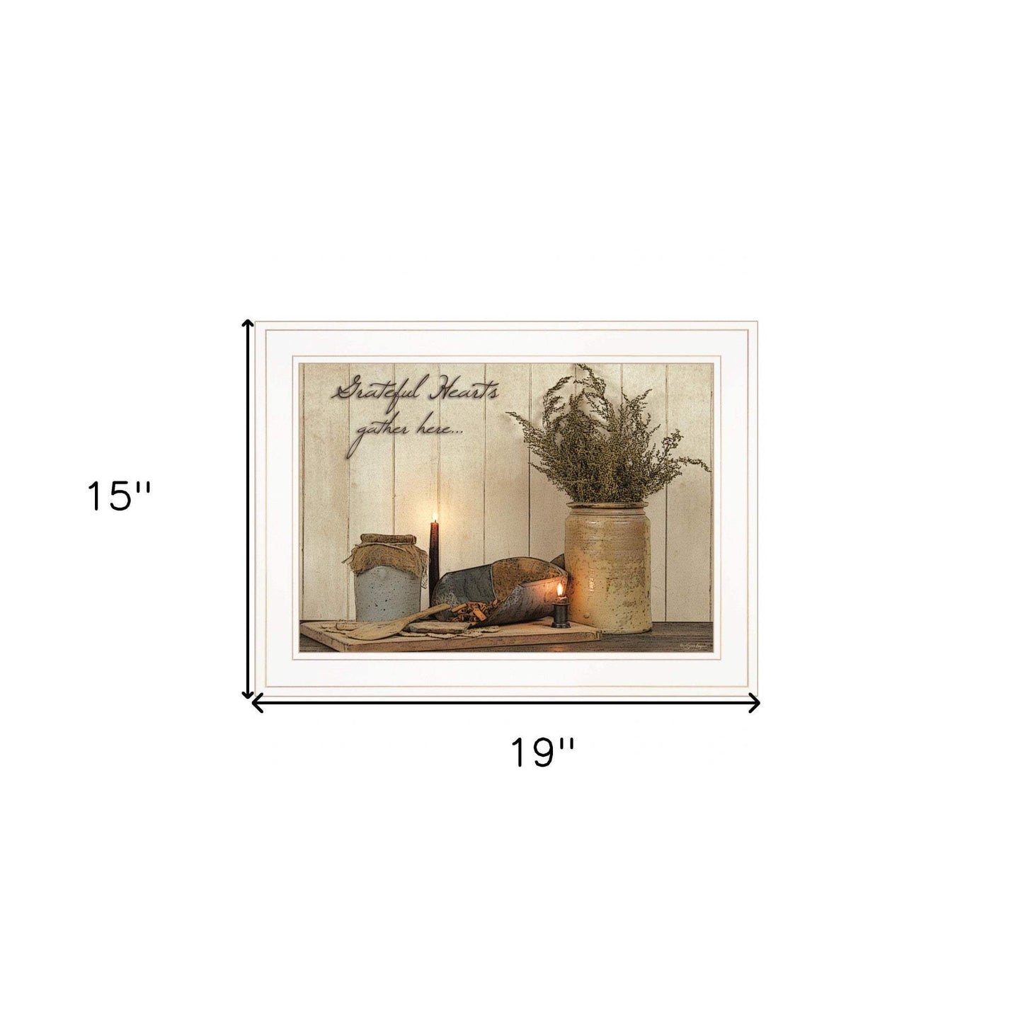 Grateful Hearts 1 White Framed Print Kitchen Wall Art - Homeroots - Flyclothing LLC