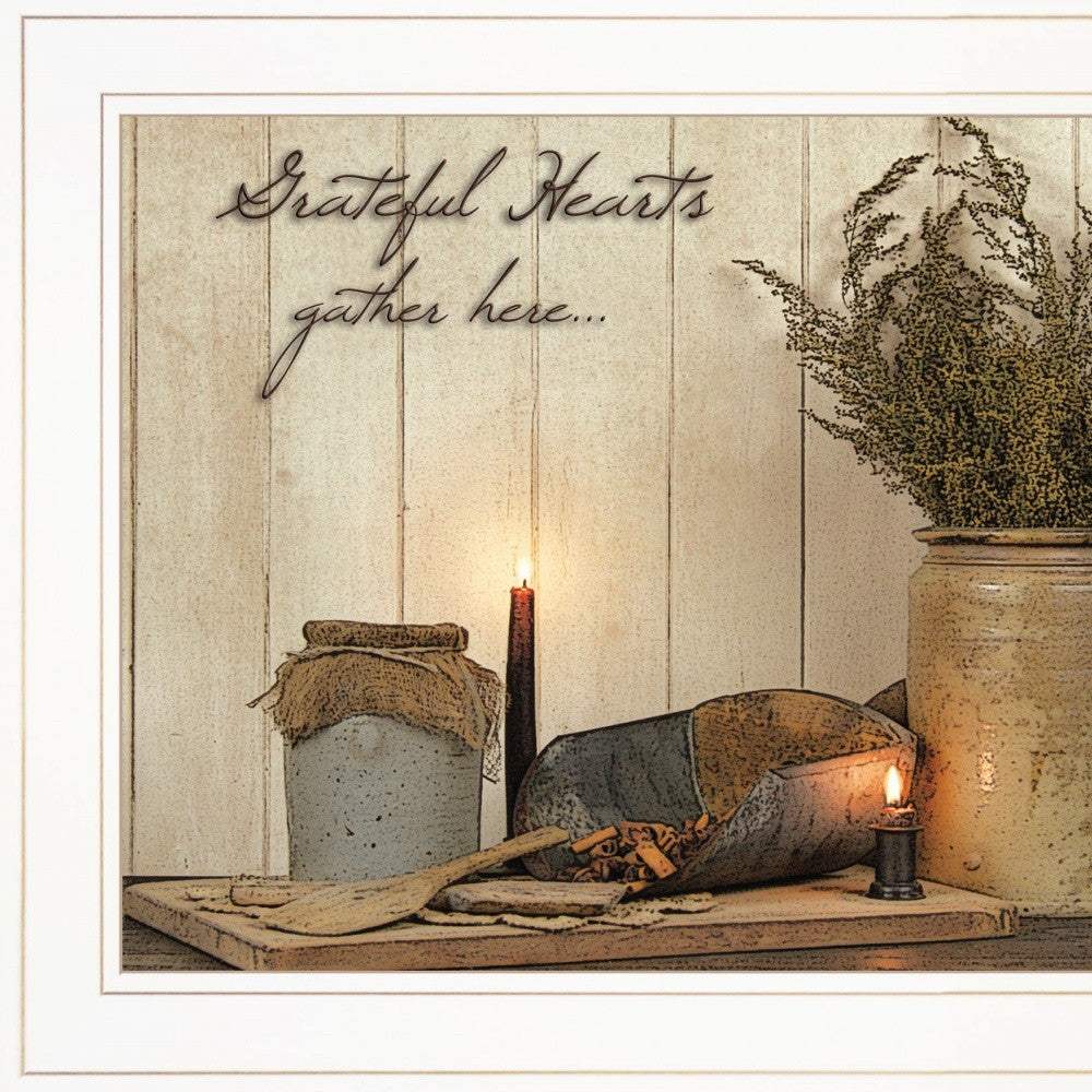 Grateful Hearts 1 White Framed Print Kitchen Wall Art - Homeroots - Flyclothing LLC