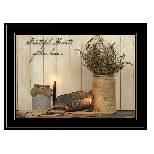Grateful Hearts 2 Black Framed Print Kitchen Wall Art - Homeroots