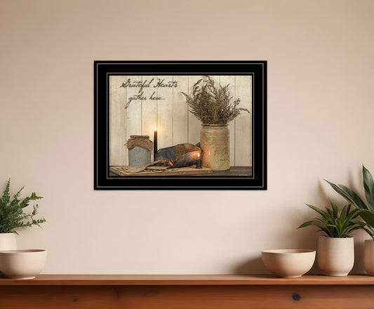 Grateful Hearts 2 Black Framed Print Kitchen Wall Art - Homeroots