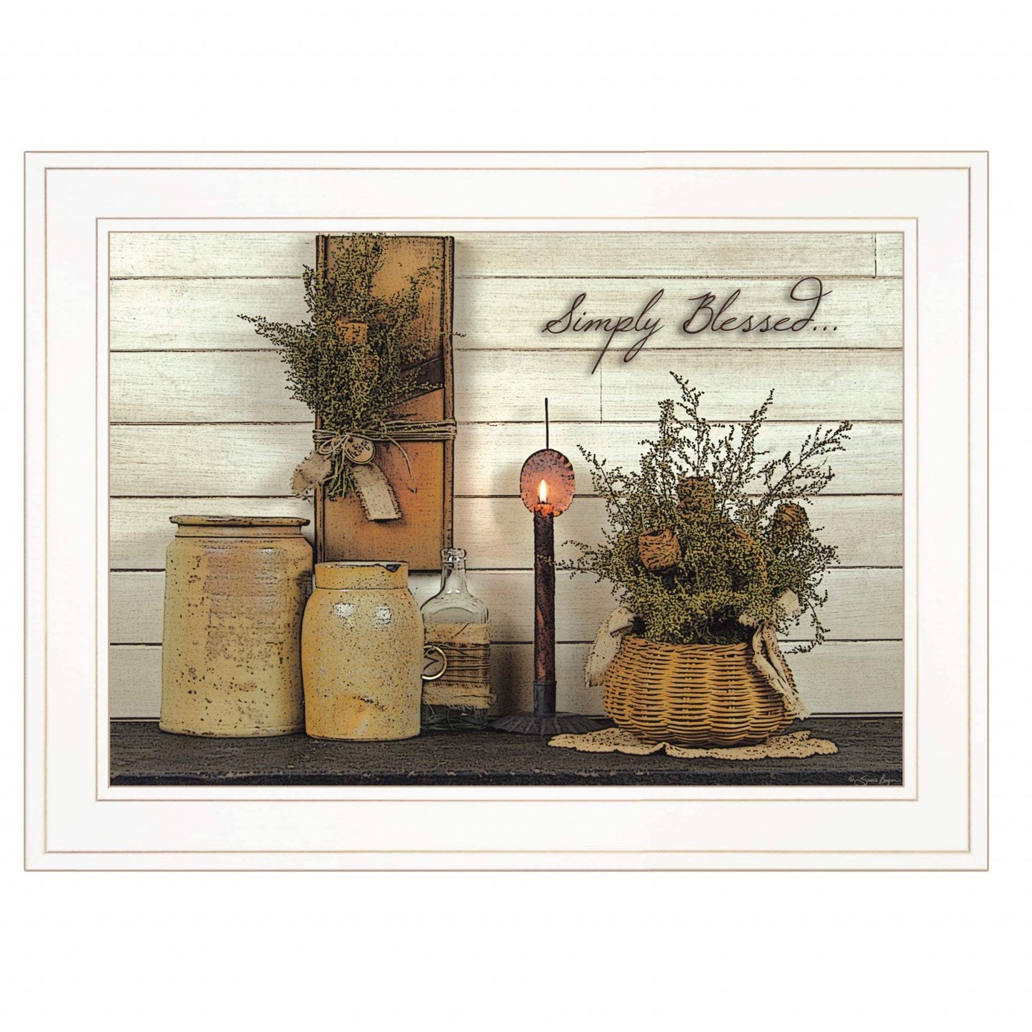 Simply Blessed 1 White Framed Print Kitchen Wall Art - Homeroots - Flyclothing LLC