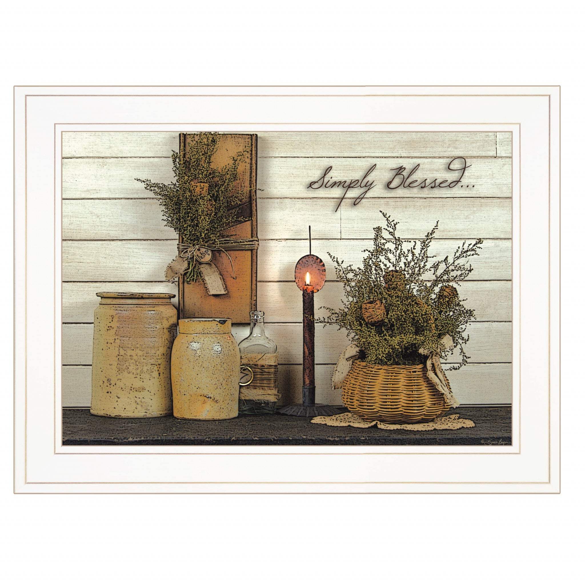 Simply Blessed 1 White Framed Print Kitchen Wall Art - Homeroots - Flyclothing LLC