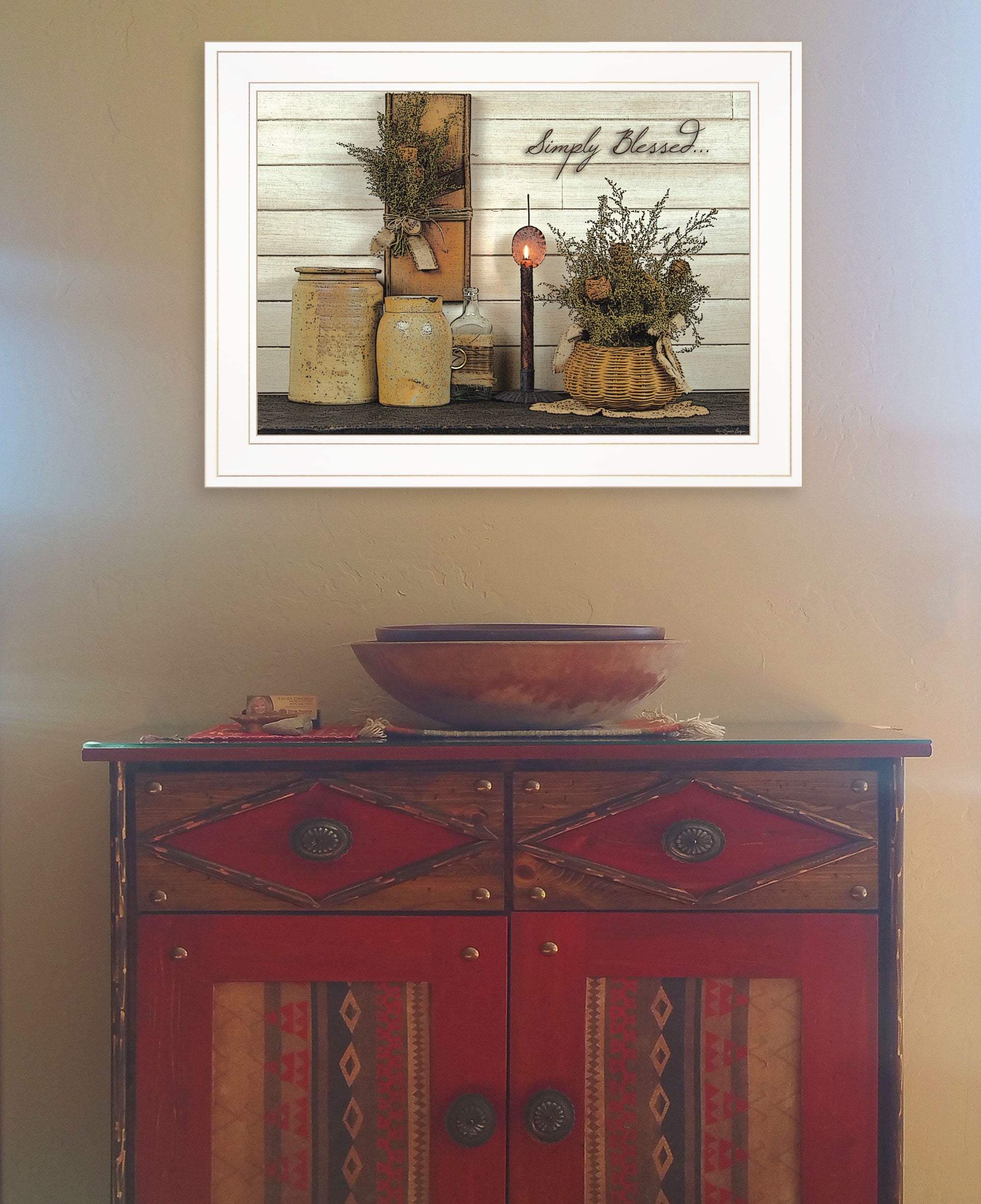 Simply Blessed 1 White Framed Print Kitchen Wall Art - Homeroots - Flyclothing LLC