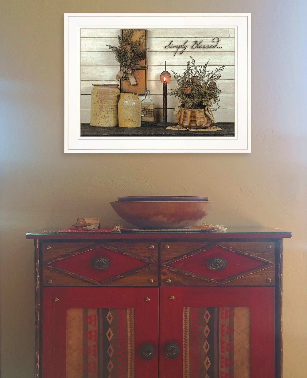Simply Blessed 1 White Framed Print Kitchen Wall Art - Homeroots - Flyclothing LLC