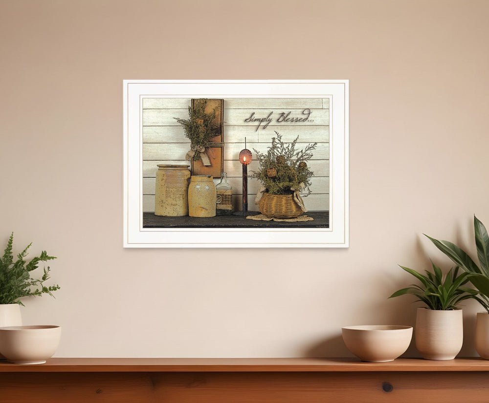 Simply Blessed 1 White Framed Print Kitchen Wall Art - Homeroots
