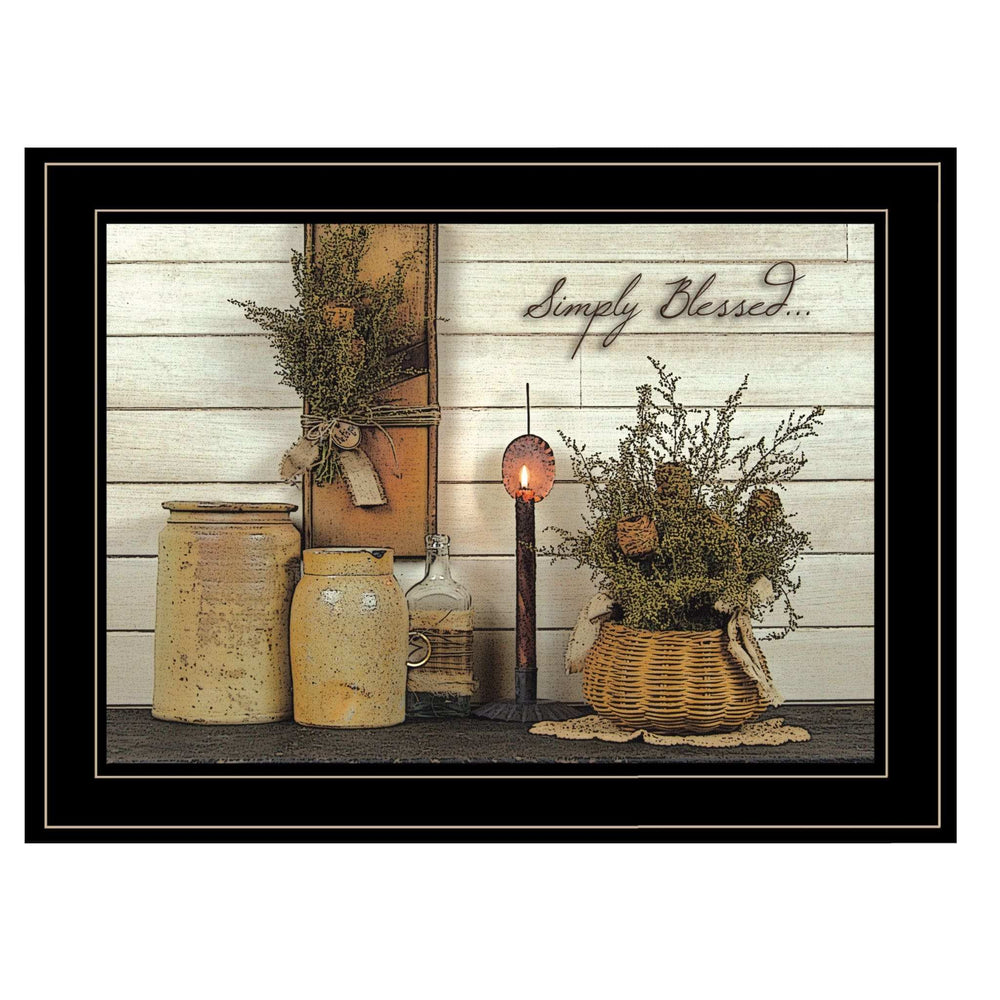 Simply Blessed Black Framed Print Kitchen Wall Art - Homeroots - Flyclothing LLC