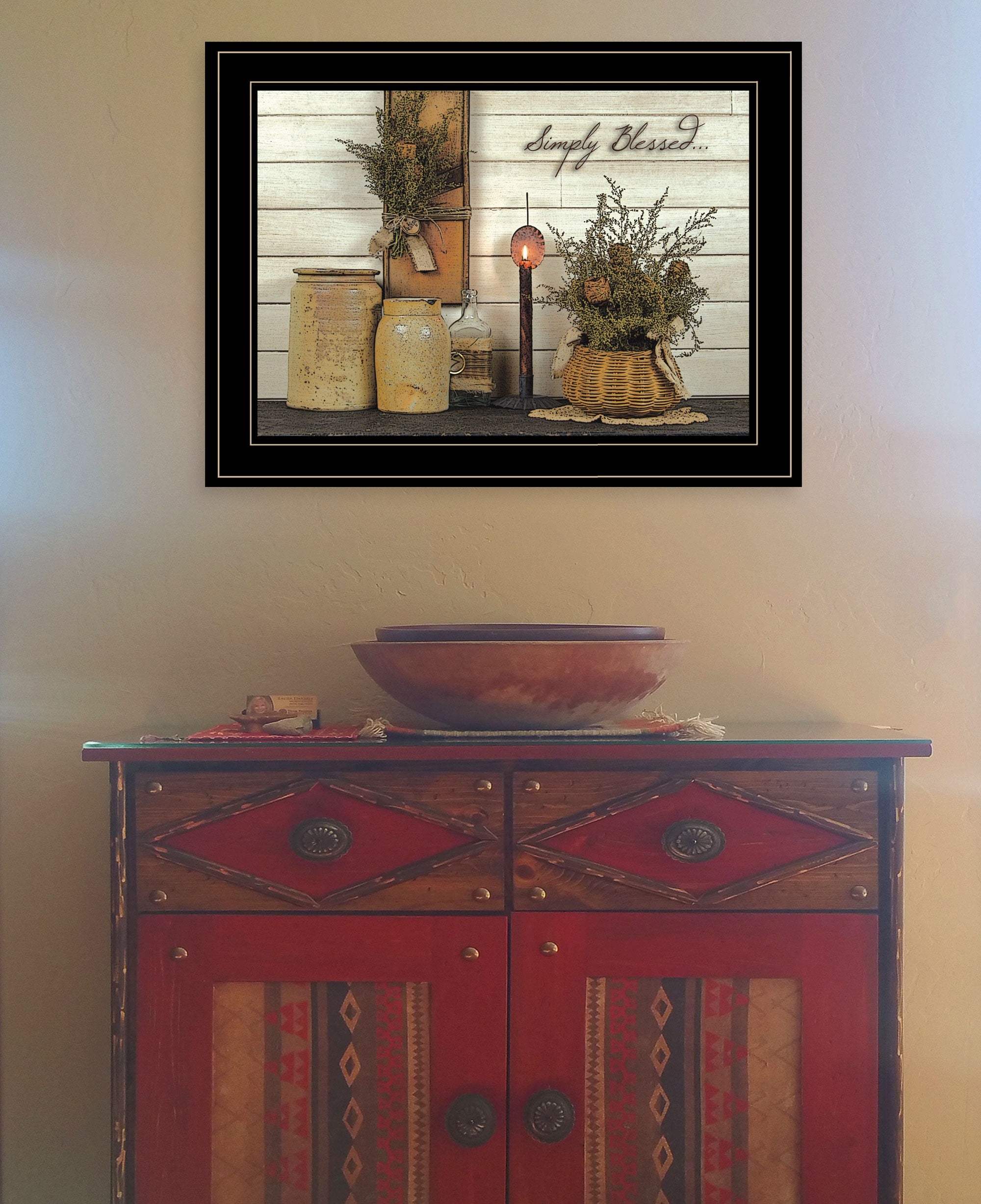 Simply Blessed Black Framed Print Kitchen Wall Art - Homeroots - Flyclothing LLC