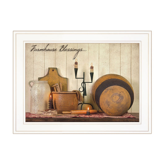 Farmhouse Blessings 2 White Framed Print Kitchen Wall Art - Homeroots