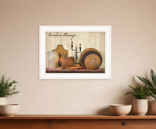 Farmhouse Blessings 2 White Framed Print Kitchen Wall Art - Homeroots