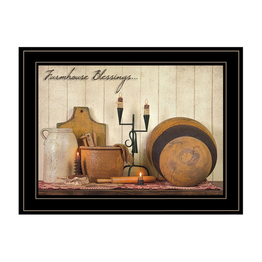 Farmhouse Blessings 3 Black Framed Print Kitchen Wall Art - Homeroots