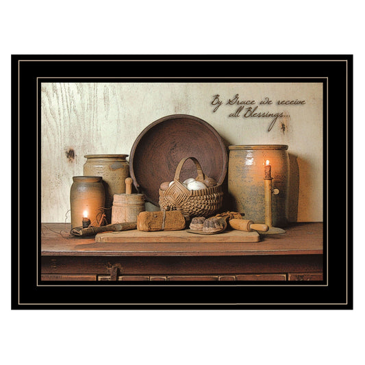 By Grace 3 Black Framed Print Kitchen Wall Art - Homeroots