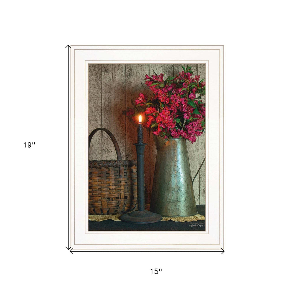 Basket and Blossoms White Framed Print Wall Art - Homeroots - Flyclothing LLC