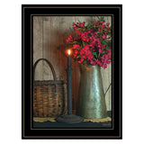 Basket and Blossoms Black Framed Print Wall Art - Homeroots