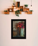 Basket and Blossoms Black Framed Print Wall Art - Homeroots