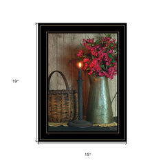 Basket and Blossoms Black Framed Print Wall Art - Homeroots