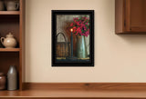 Basket and Blossoms Black Framed Print Wall Art - Homeroots
