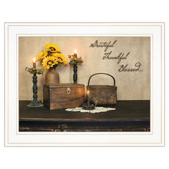 Grateful Thankful Blessing White Framed Print Wall Art - Homeroots
