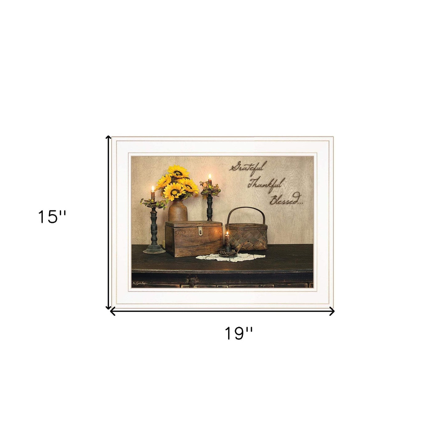 Grateful Thankful Blessing White Framed Print Wall Art - Homeroots - Flyclothing LLC