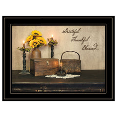 Grateful Thankful Blessing 2 Black Framed Print Wall Art - Homeroots