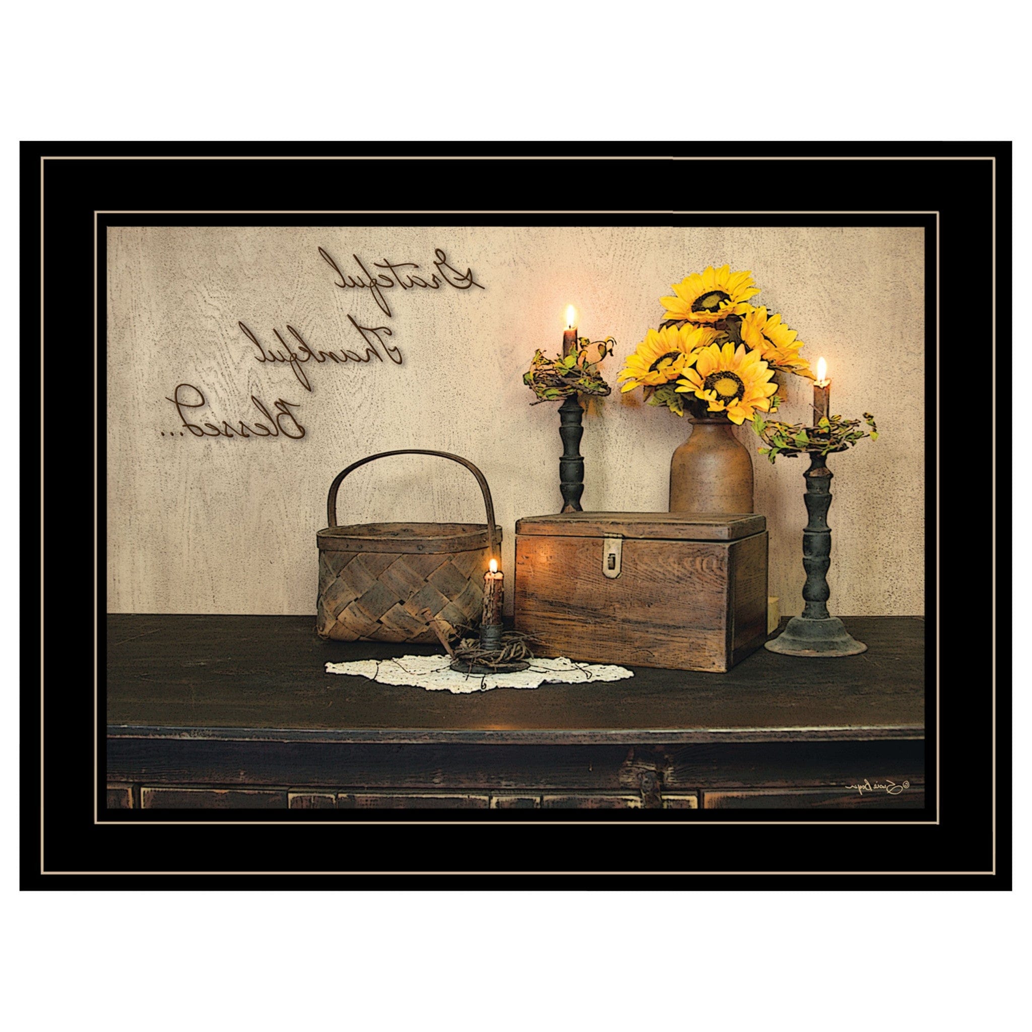 Grateful Thankful Blessing 2 Black Framed Print Wall Art - Homeroots