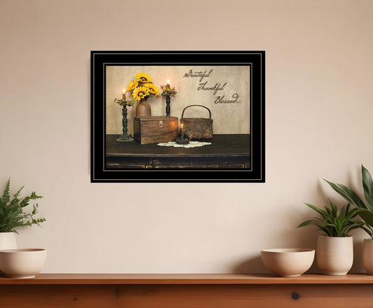 Grateful Thankful Blessing 2 Black Framed Print Wall Art - Homeroots
