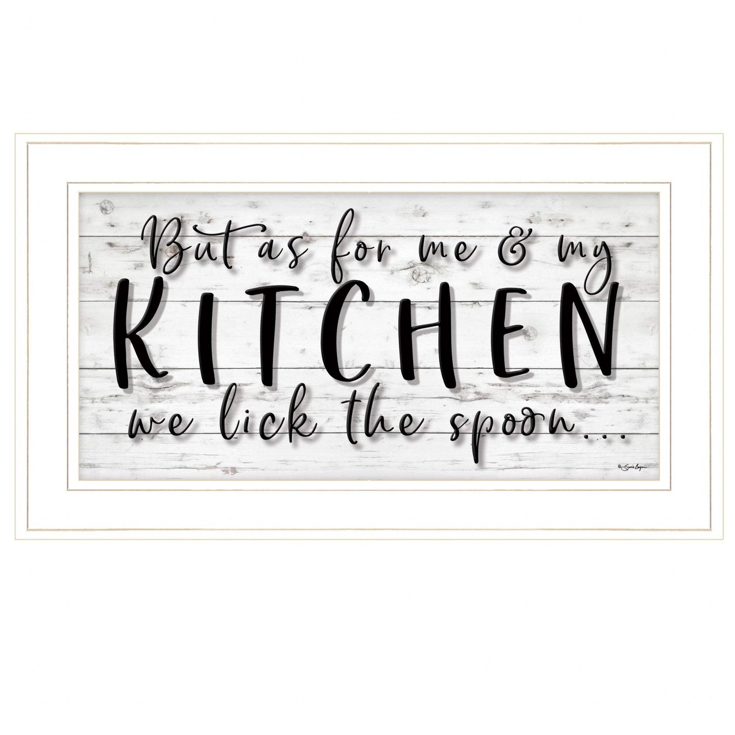 We lick the Spoon 1 White Framed Print Kitchen Wall Art - Homeroots - Flyclothing LLC