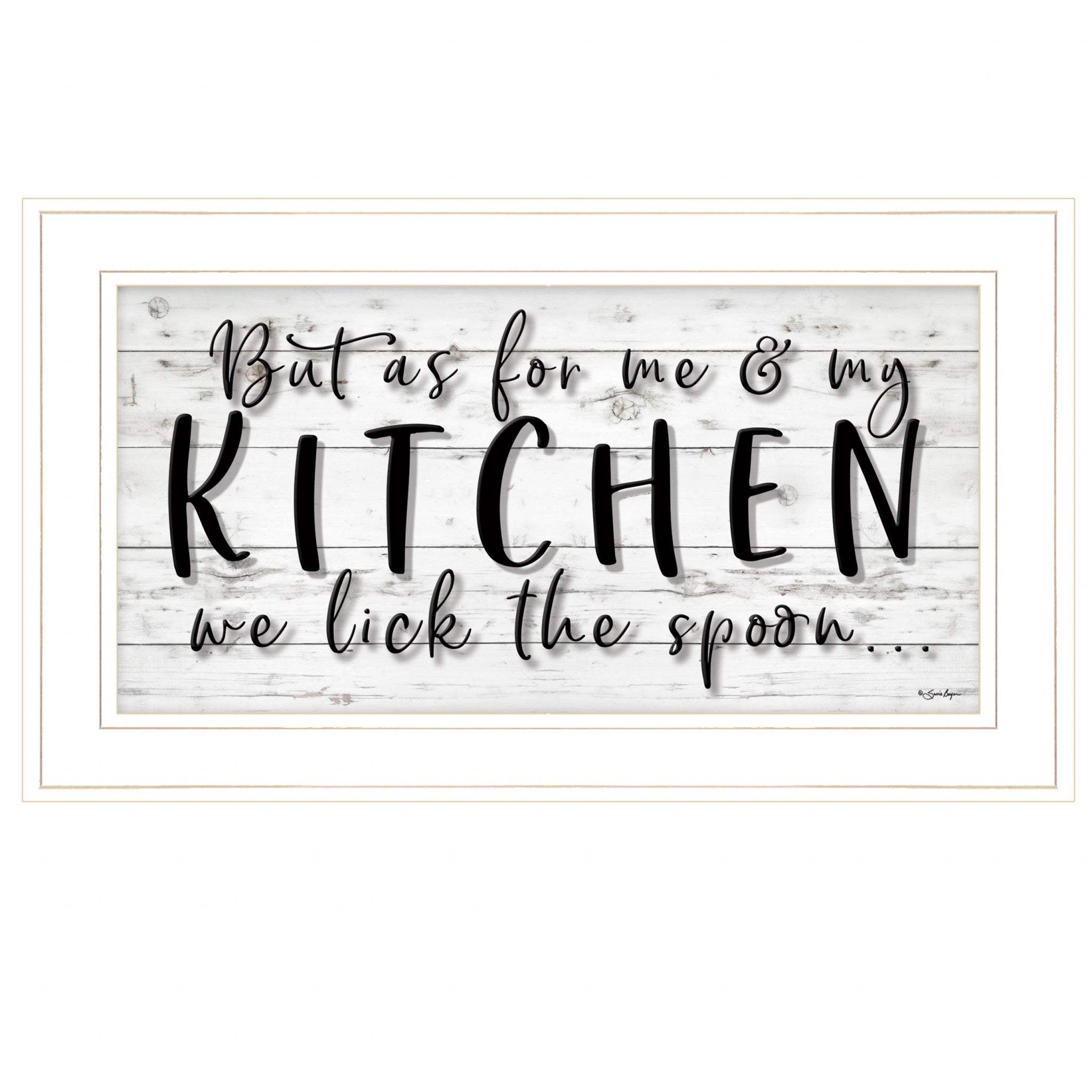 We lick the Spoon 1 White Framed Print Kitchen Wall Art - Homeroots - Flyclothing LLC
