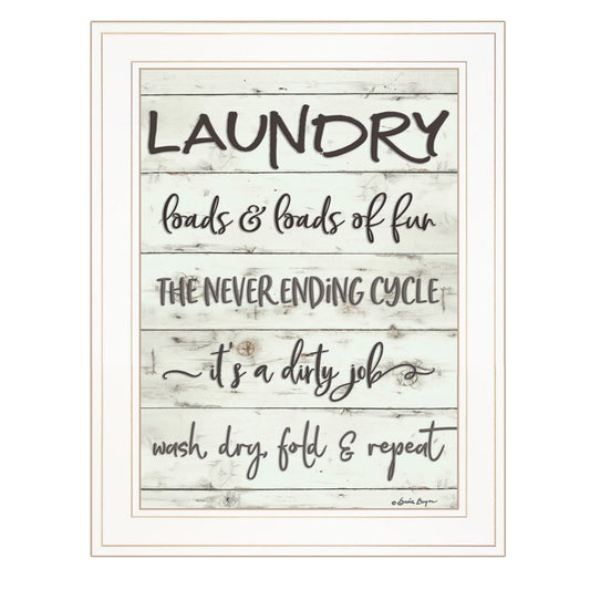 Laundry 1 White Framed Print Bathroom Wall Art - Homeroots
