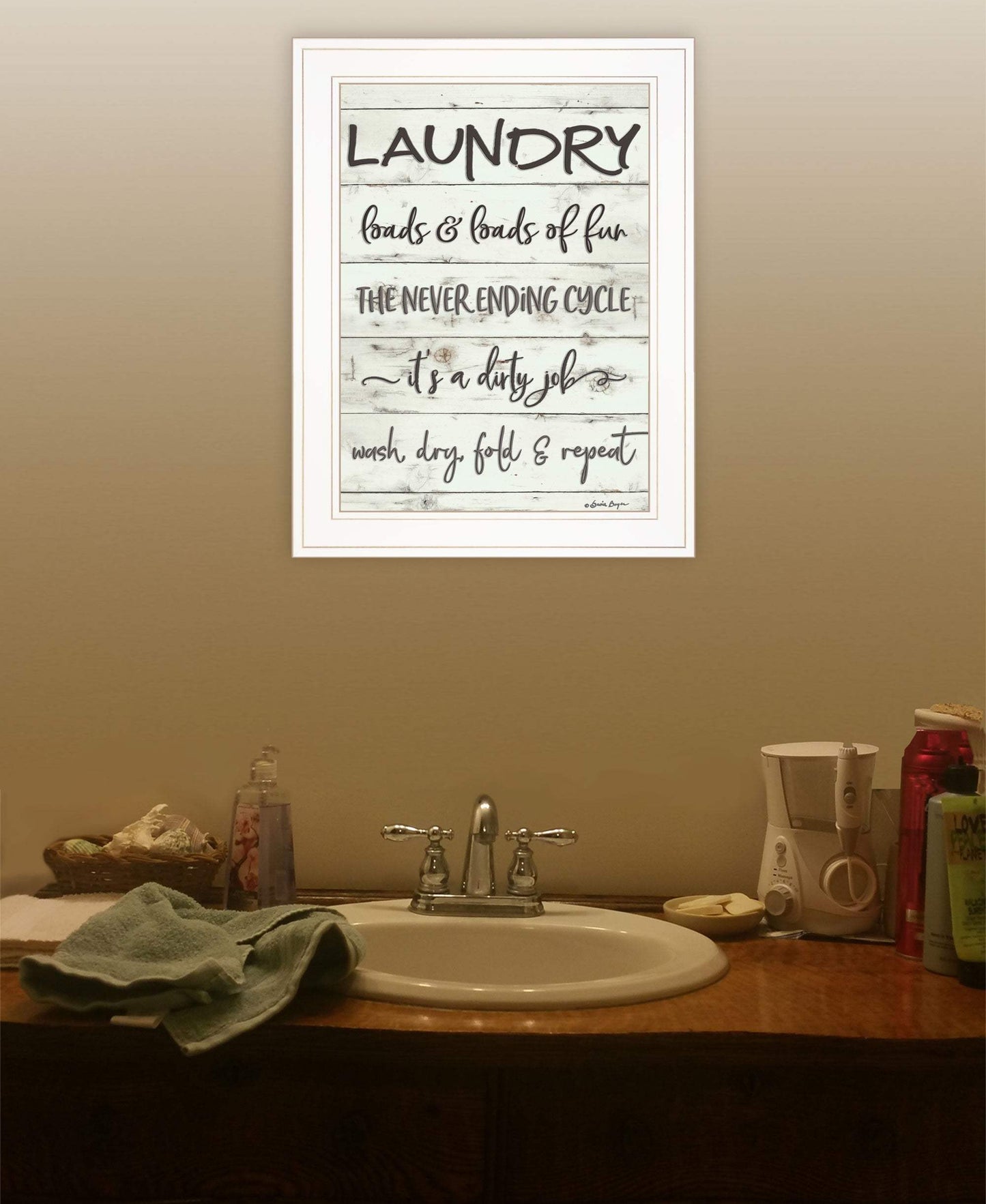 Laundry 1 White Framed Print Bathroom Wall Art - Homeroots - Flyclothing LLC